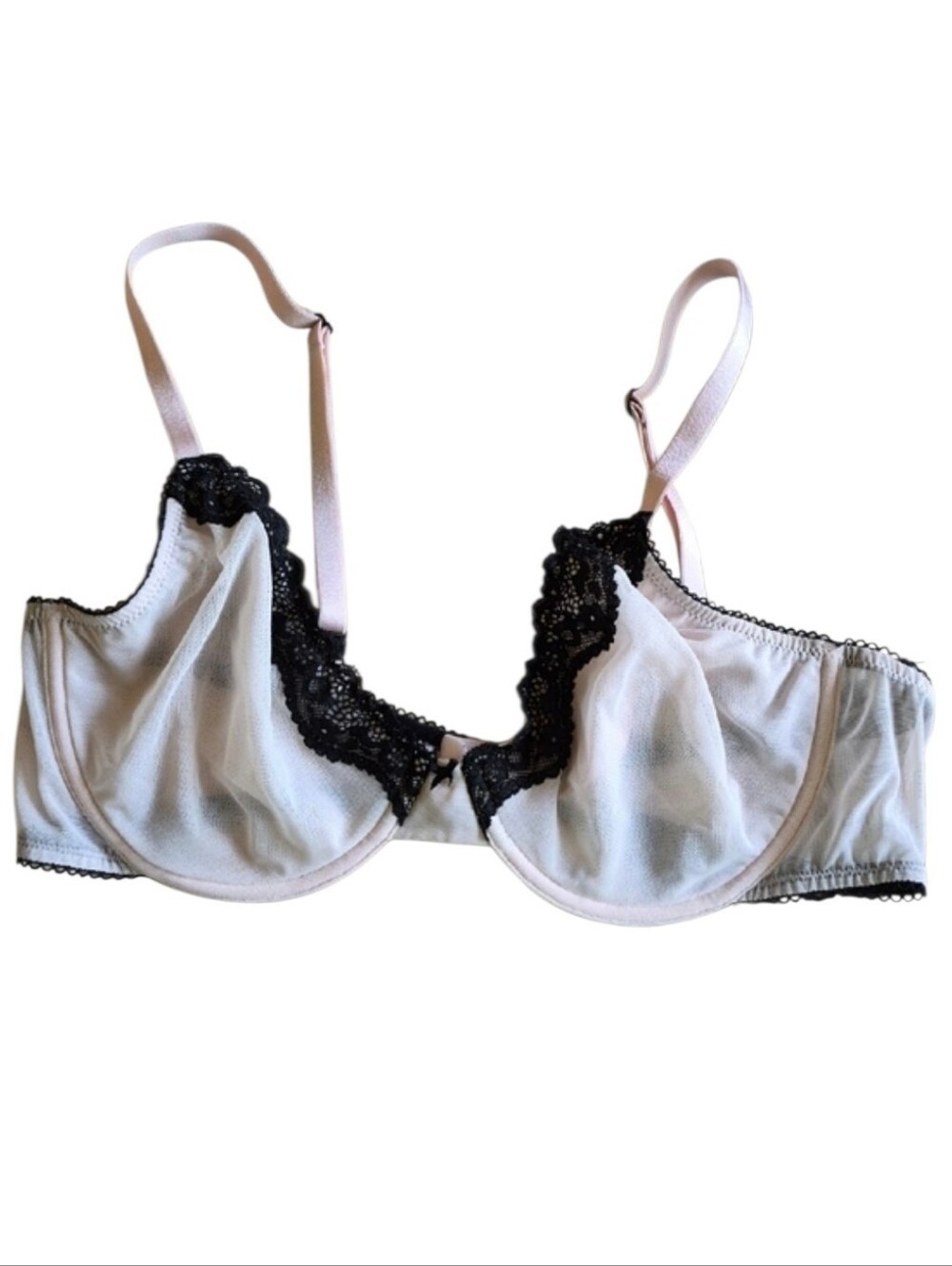 Victoria's Secret Tease Unlined Demi Bra 38C Lace Sheer Adjustable Straps
